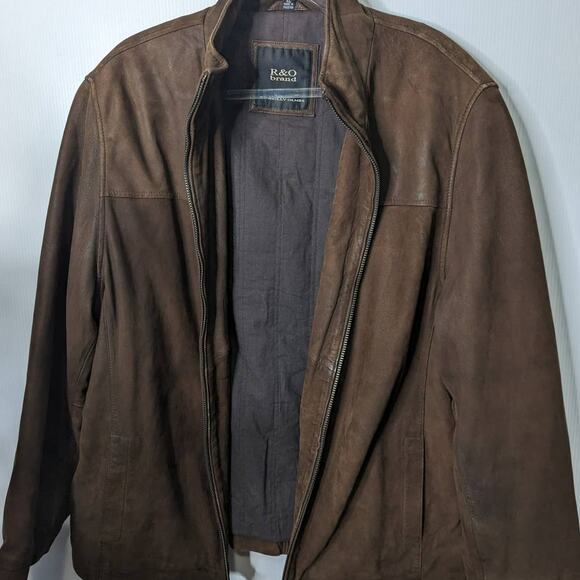 Vintage 90's R&O Reilly Olmes Brown Nubuck Leather Bomber Jacket Men's Size XL - Picture 5 of 15